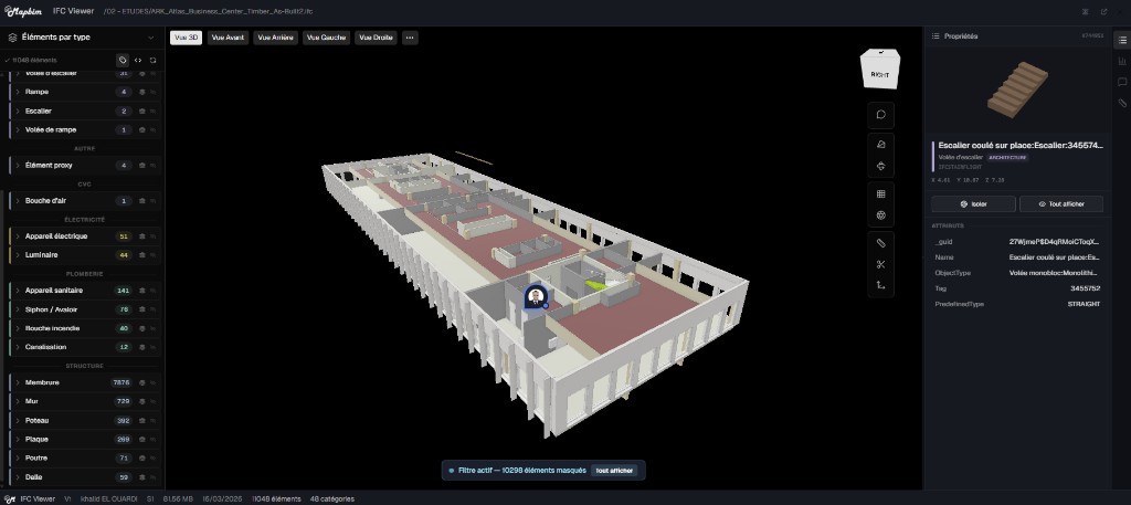 Visionneuse 3D IFC avec propriétés